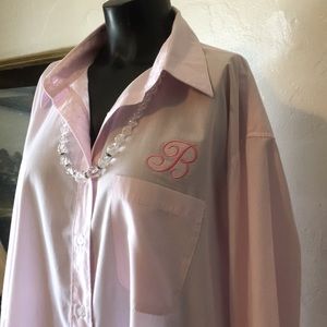 KL Pink Striped Embroidery “B” Blouse